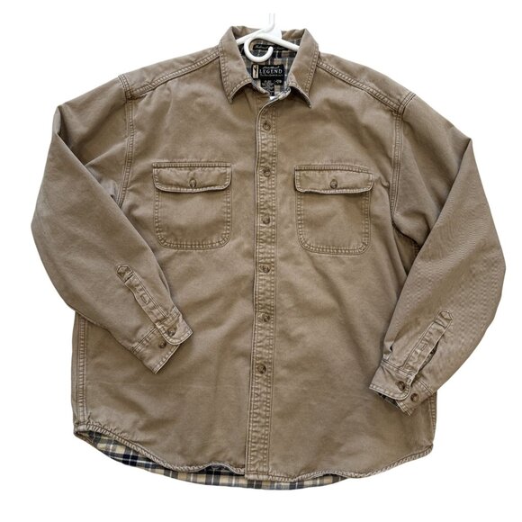 Eddie Bauer Legend Mens L/G Shirt Jacket Flannel Lined Cotton Outdoors - Picture 1 of 8